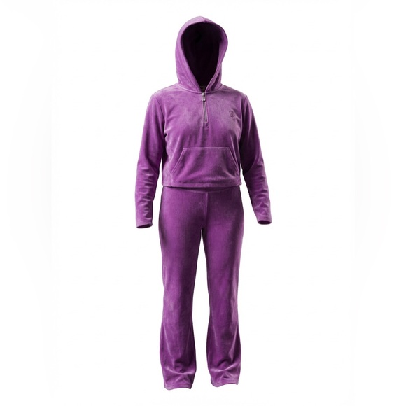 Juicy Couture Velour Tracksuit Hoodie Purple Lavender Size Medium Y2K - Picture 2 of 9